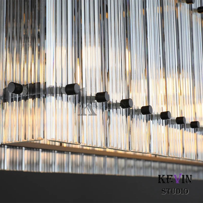 Soria Modern Glass Rectangle Chandelier 54", 72" chandelier Kevin Studio Inc