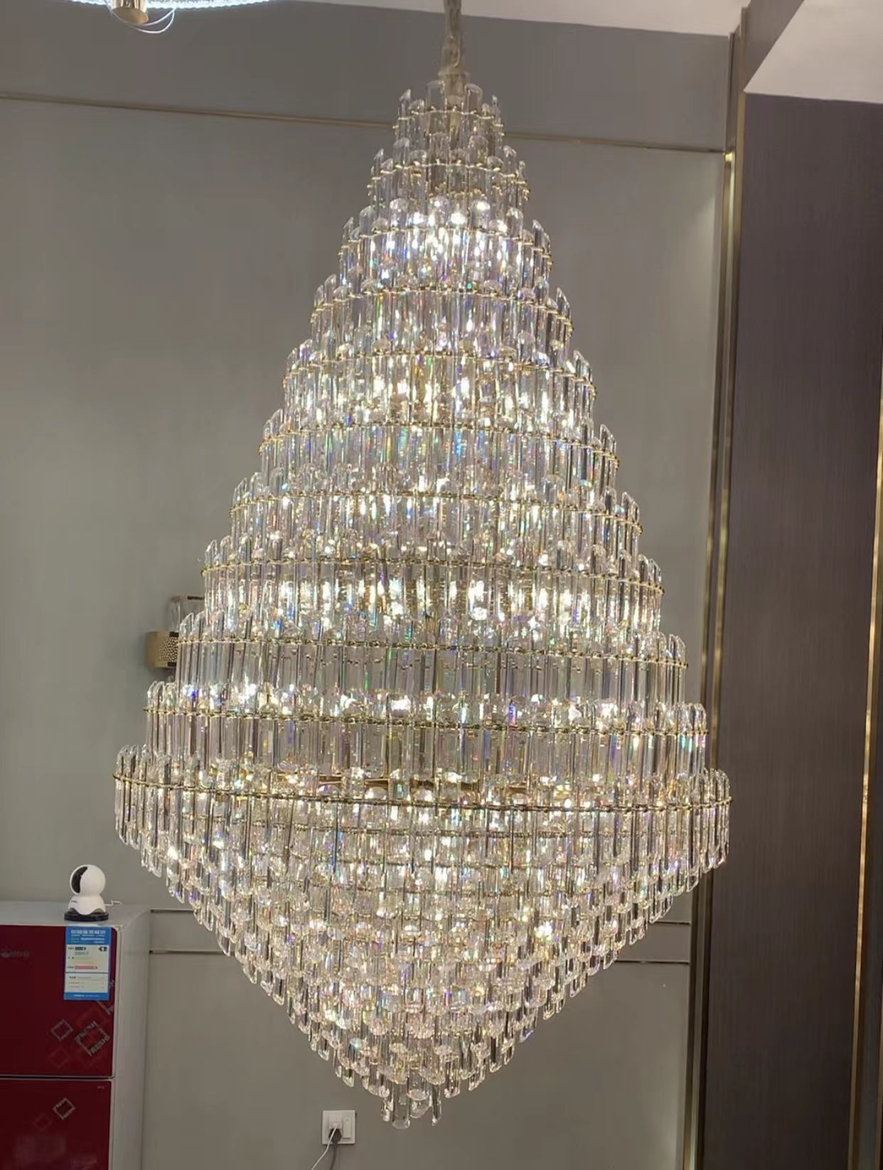 Extra Large Oversized Multi-tiered Crystal Chandelier for Foyer / Entryway Chandeliers Kevinstudiolives D31.5" *H47.2"/83.8kg Champagne Gold White Light