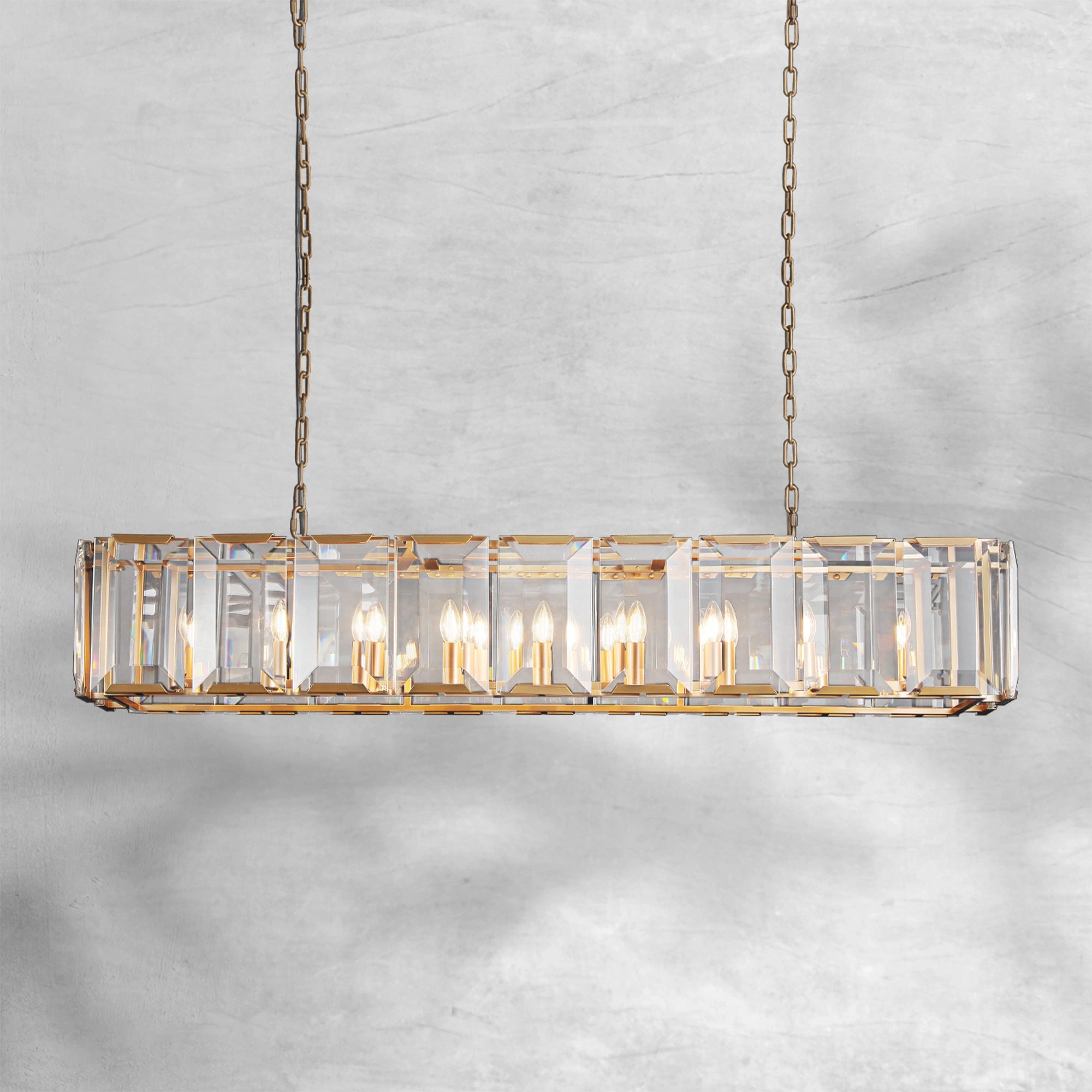Harlew Crystal Rectangle Chandelier 42"54"62"74"