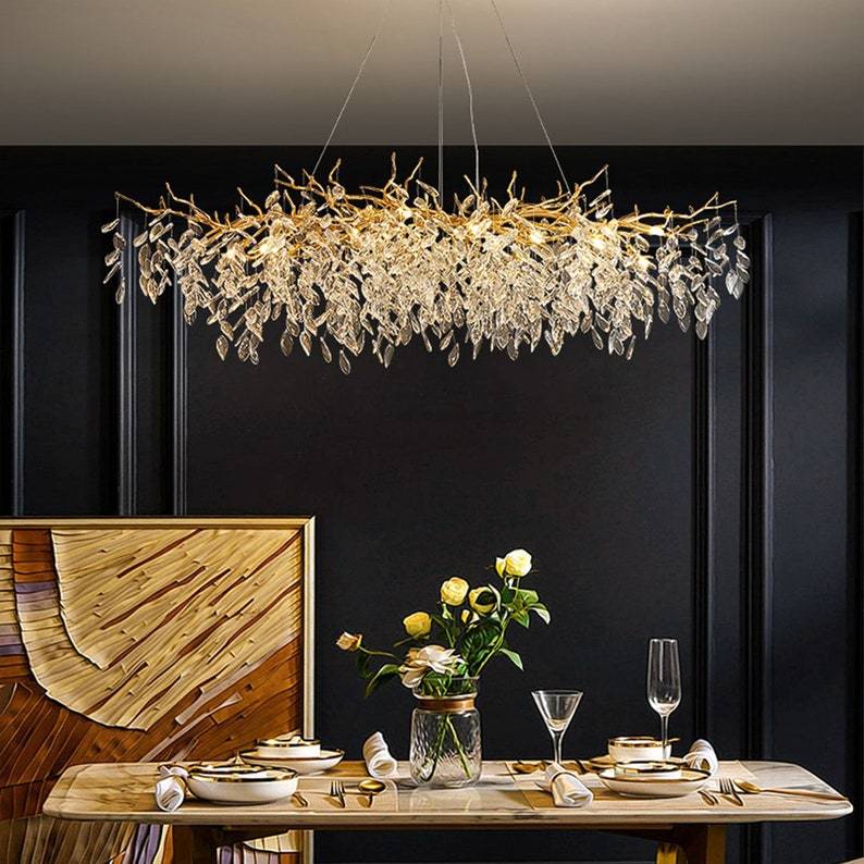 Kevin Tree Branch Chandelier Crystals on Dining Room Table Chandeliers Kevinstudiolives