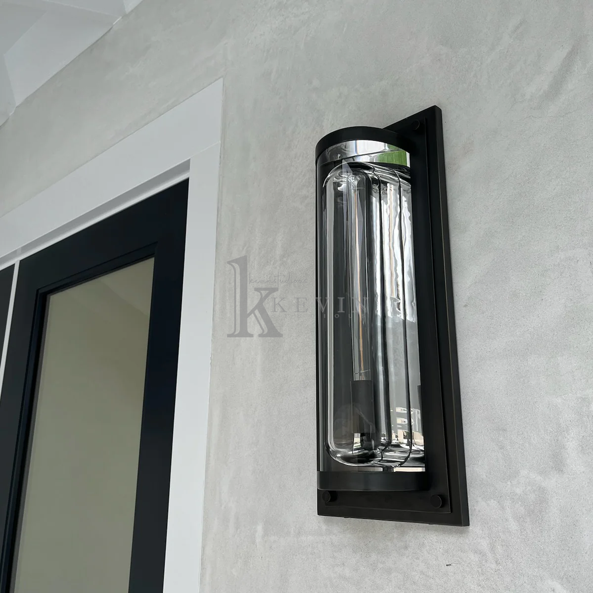 Mennis Modern Glass Grand Round Wall Sconce 20'' H Outdoor Wall Light Fixtures Kevin Studio Inc