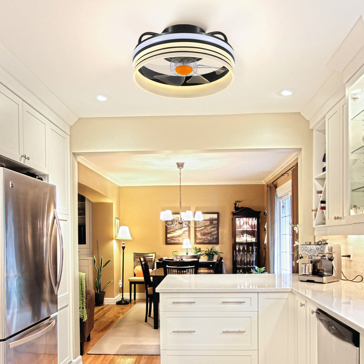 Modern LED Flush Mount Ceiling Fan Light 13"
