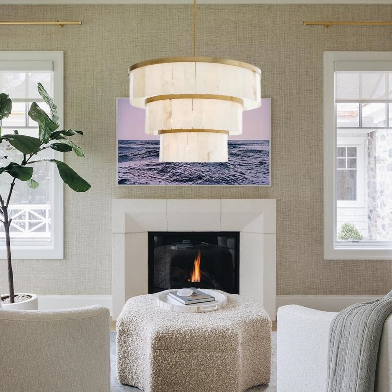 Round Alabaster 3 Tier Modern Chandelier,Living Room Chandelier chandelier for bedroom,chandelier for dining room,chandelier for stairways,chandelier for foyer,chandelier for bathrooms,chandelier for living room Kevinstudiolives