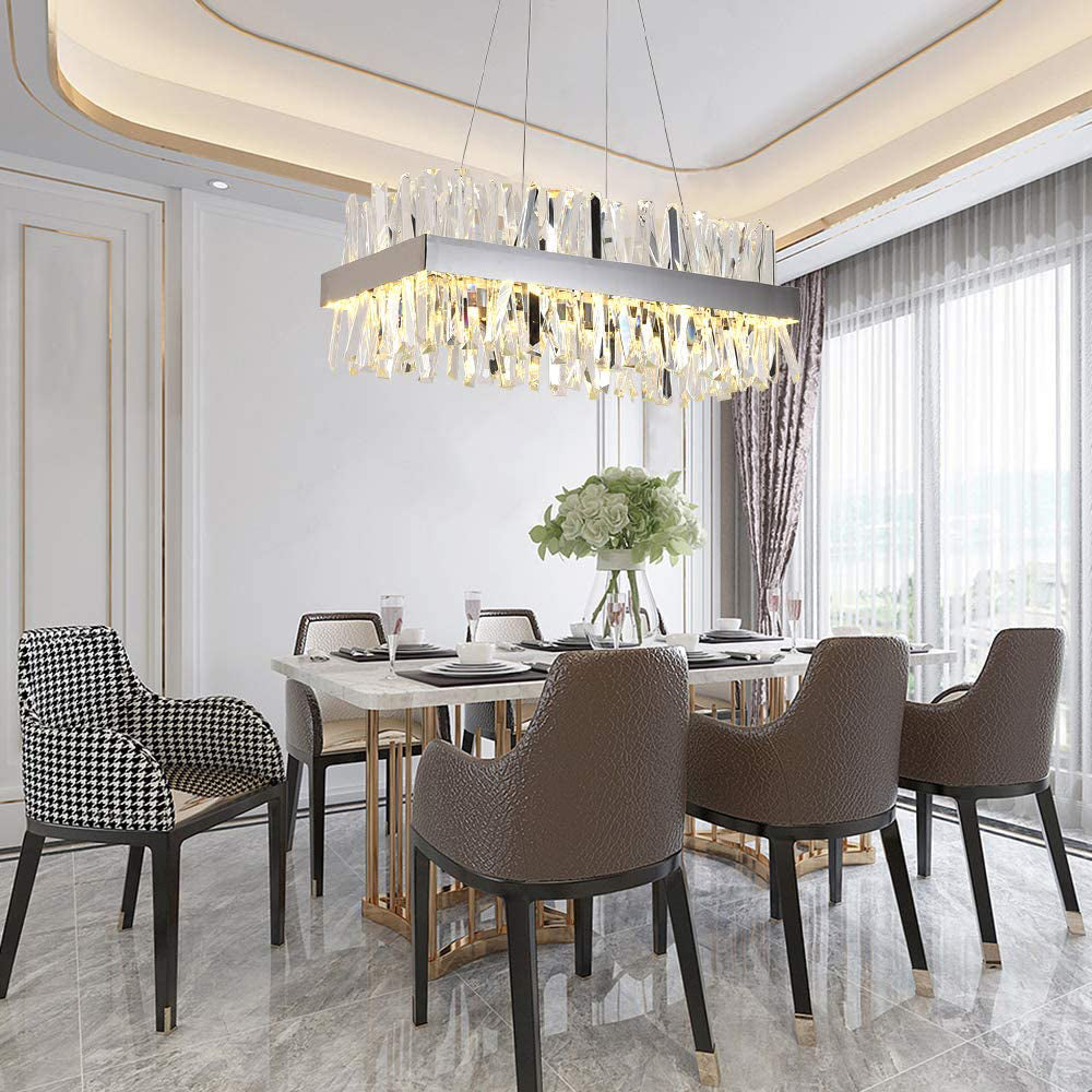 Kevin Arsen Rectangular Crystal Glass Kitchen Island Chandelier Chandelier Kevinstudiolives