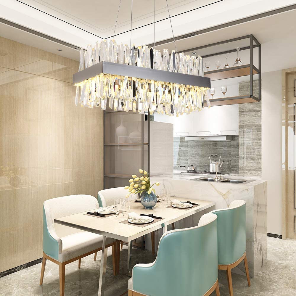 Kevin Arsen Rectangular Crystal Glass Kitchen Island Chandelier Chandelier Kevinstudiolives