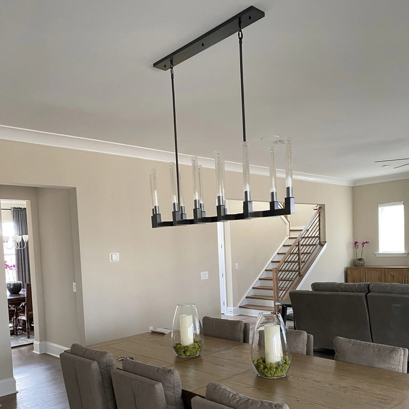 Cannel Glass Linear Chandelier 67"