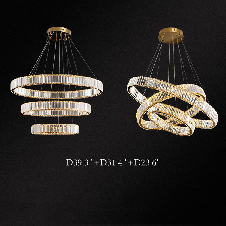 Kevin Doro Crystal Round Chandelier Chandelier Kevinstudiolives D39.3 "+D31.4 "+D23.6"