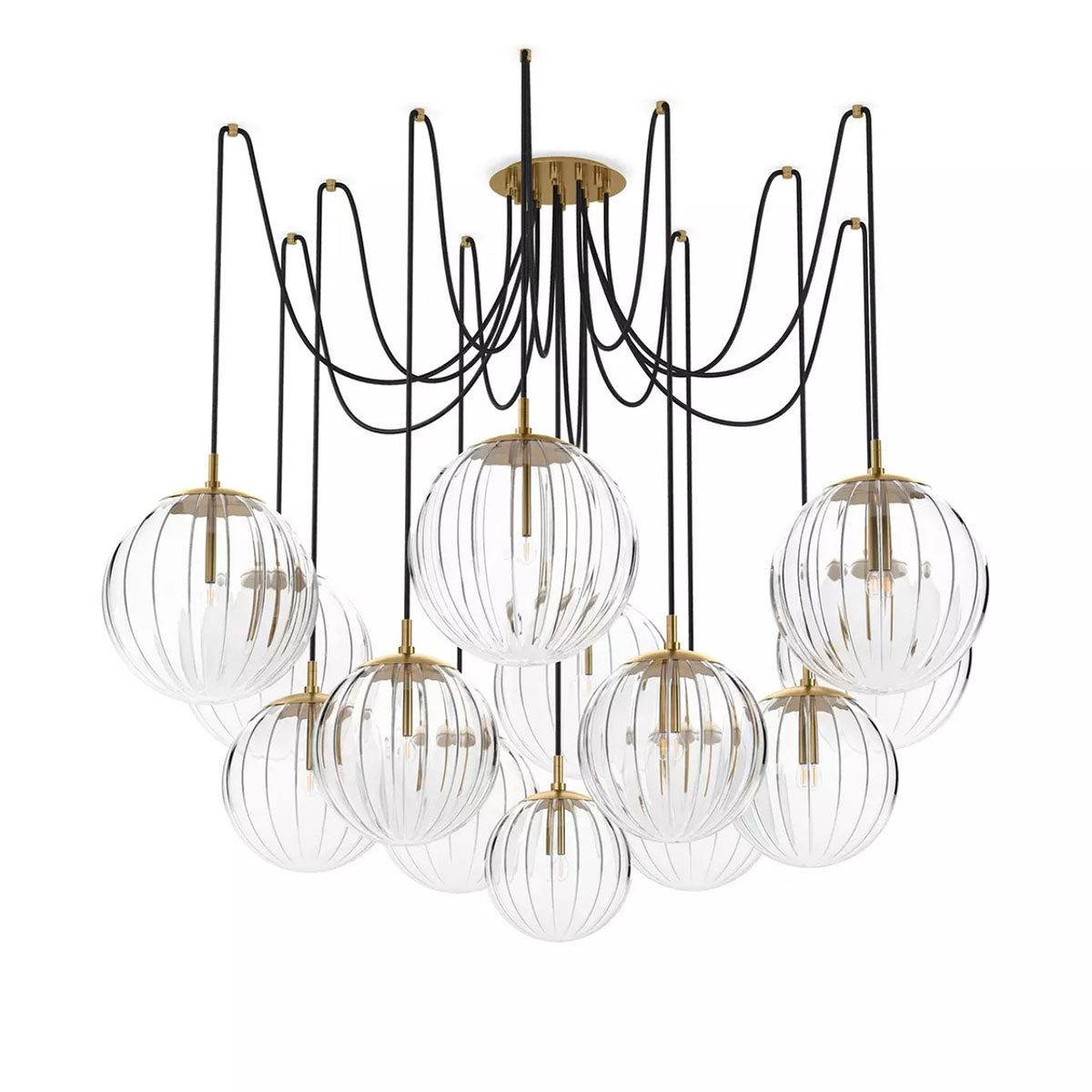 Terry Crystal Ball Spider Chandelier Clear Ribbon Glass Chandelier Kevin Studio Burnished Brass