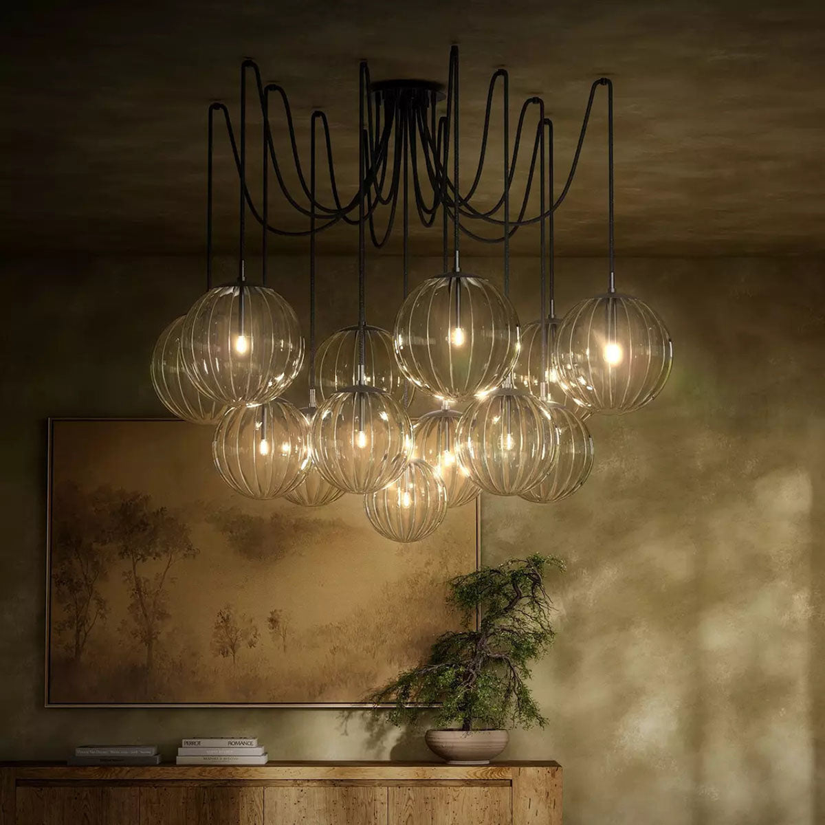 Terry Crystal Ball Spider Chandelier Clear Ribbon Glass Chandelier Kevin Studio