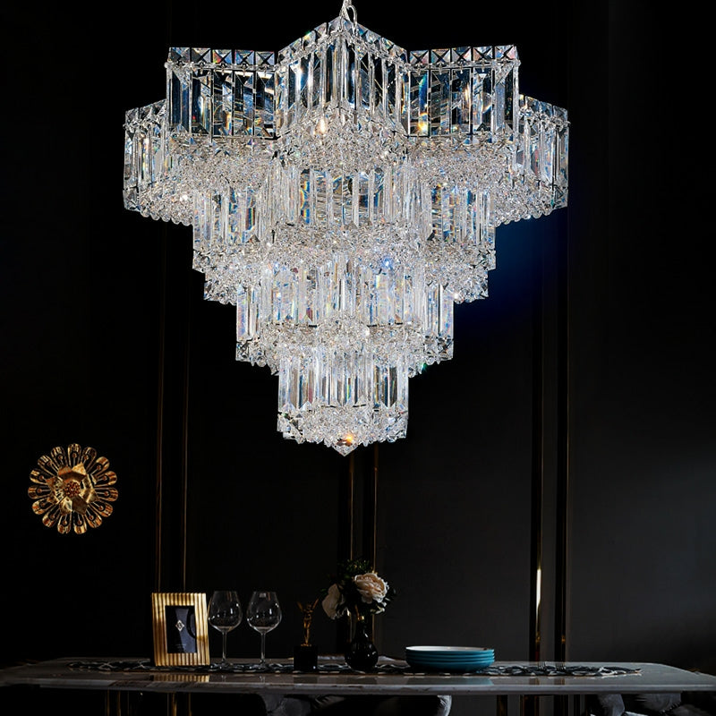 Fashion Star Shaped Chandelier Crystal Ceiling Light Fixture For Small Living Room/ Bedroom Chandeliers Kevinstudiolives 4 Layers / D23.6"*H15.8" Warm Light