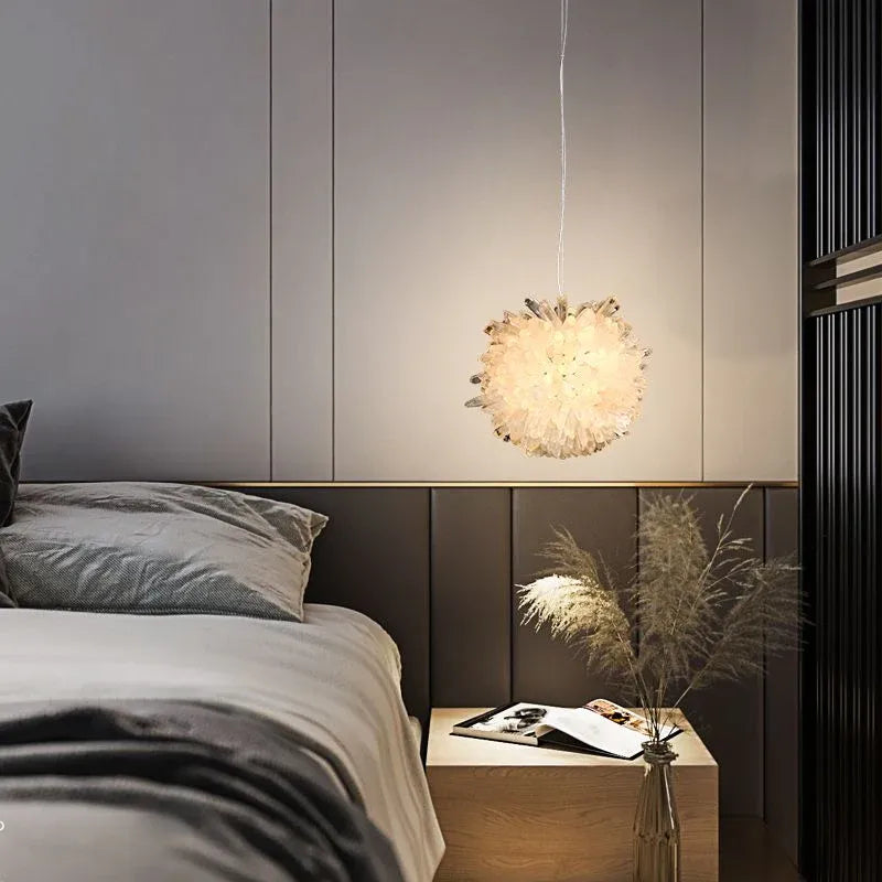 Clear Geode Quartz Crystal Ball Modern Pendant Light Chandelier Kevin Studio Inc