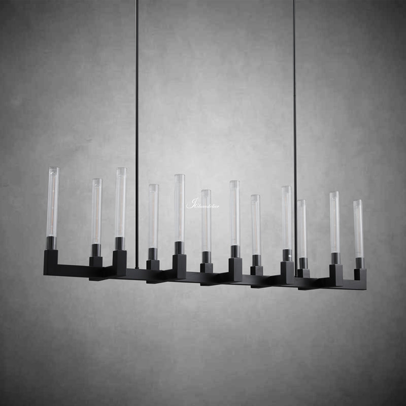 Cannel Glass Linear Chandelier 55"