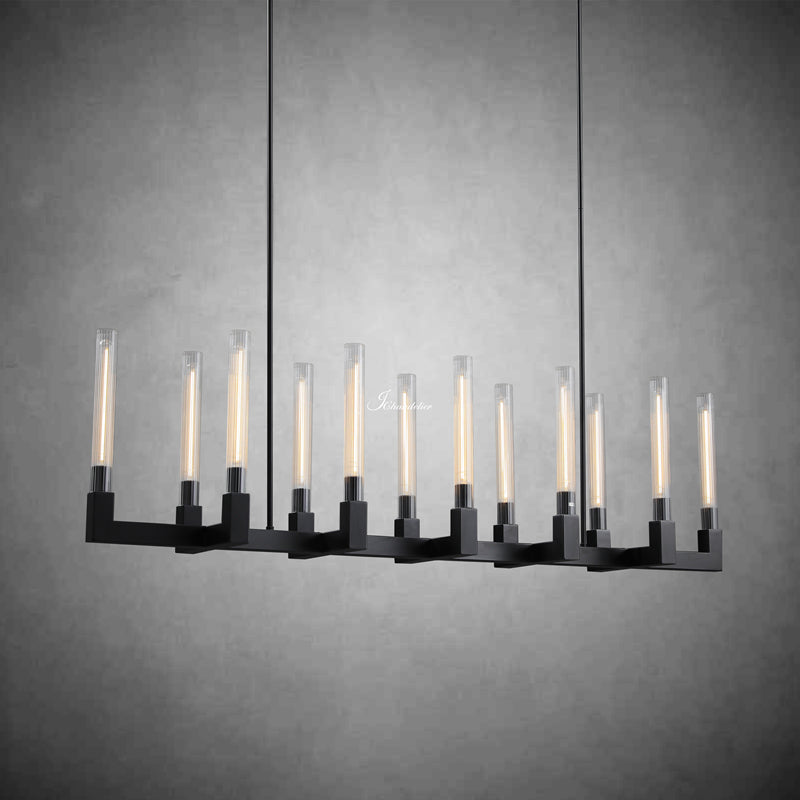 Cannel Glass Linear Chandelier 55"