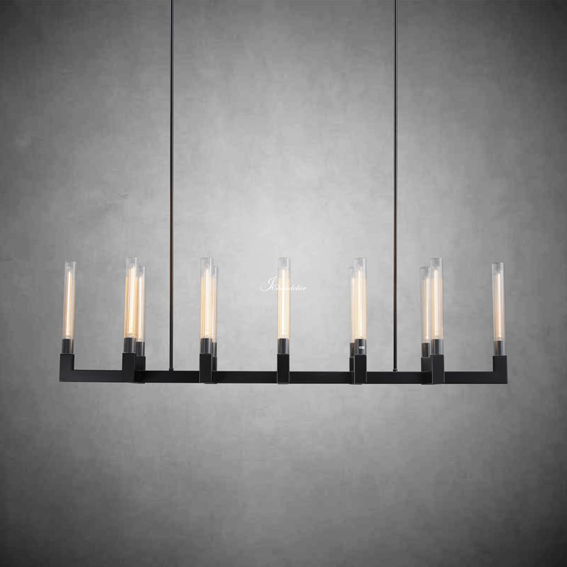 Cannel Glass Linear Chandelier 67"