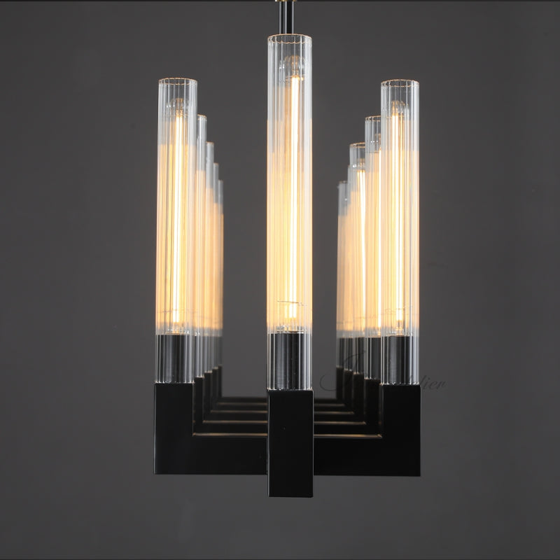 Cannel Glass Linear Chandelier 67"