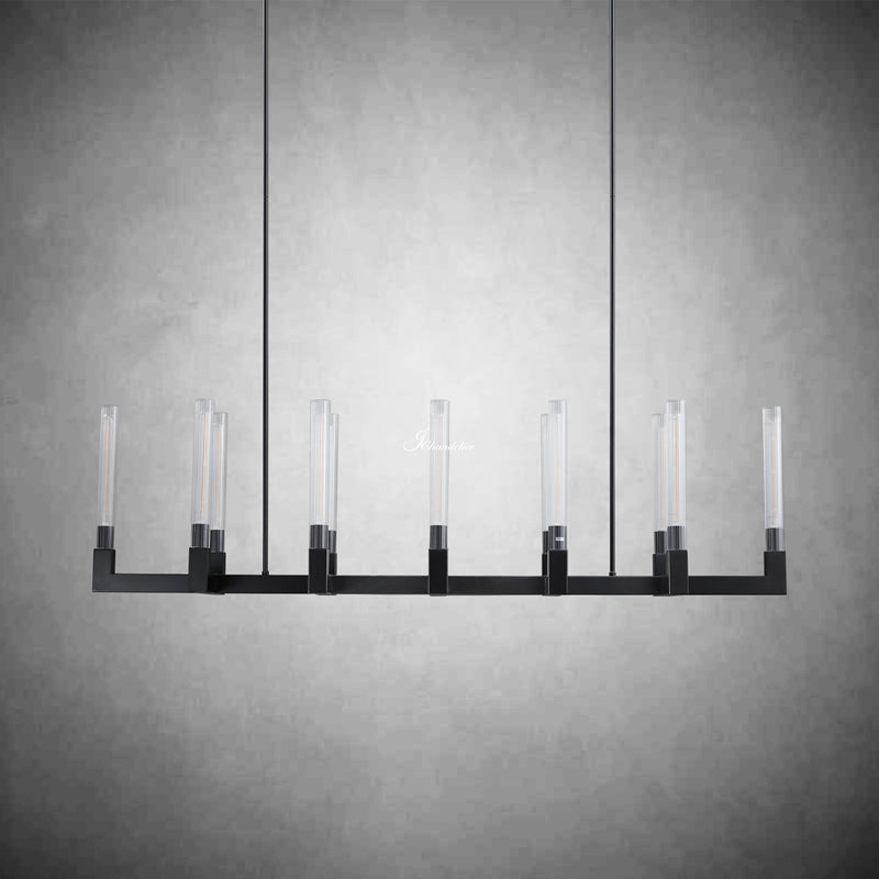 Cannel Glass Linear Chandelier 67"