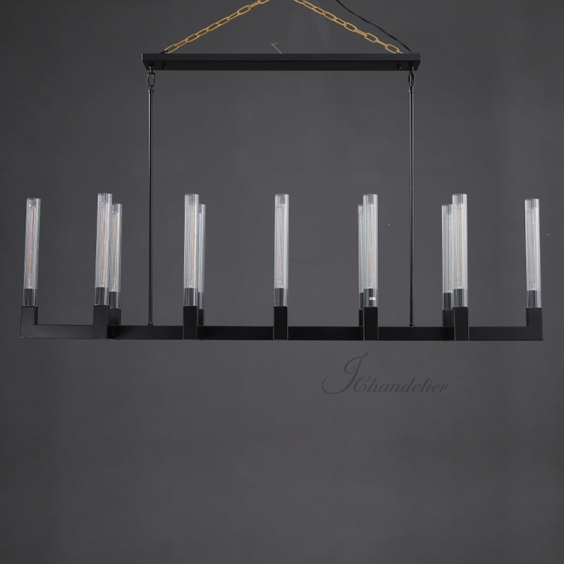 Cannel Glass Linear Chandelier 67"