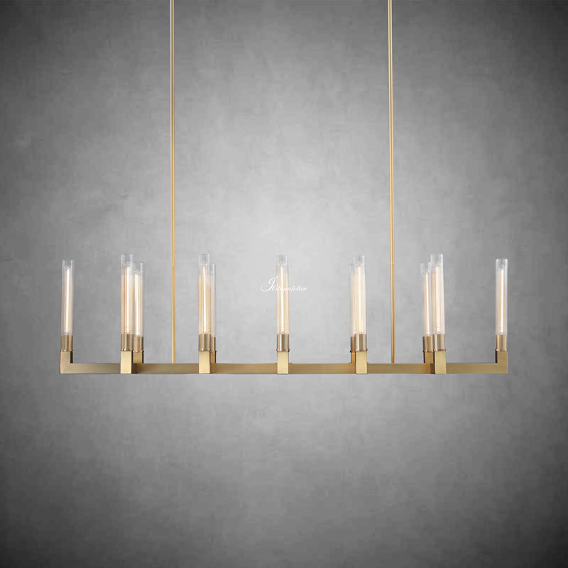 Cannel Glass Linear Chandelier 55"