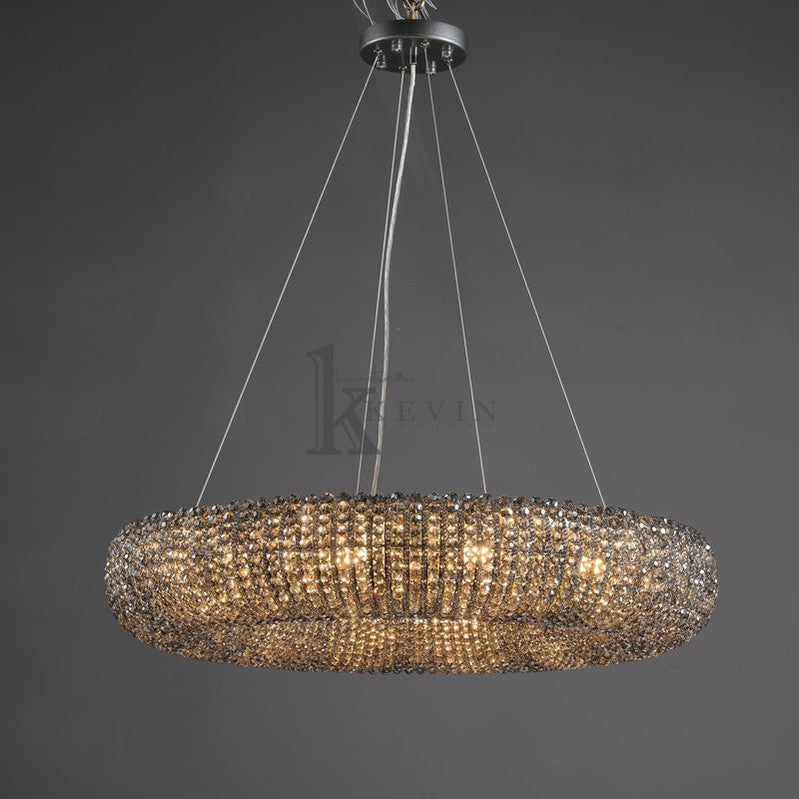 Notus Modern Halo Round Smoky Crystal Chandelier chandelier Kevin Studio Inc 32"