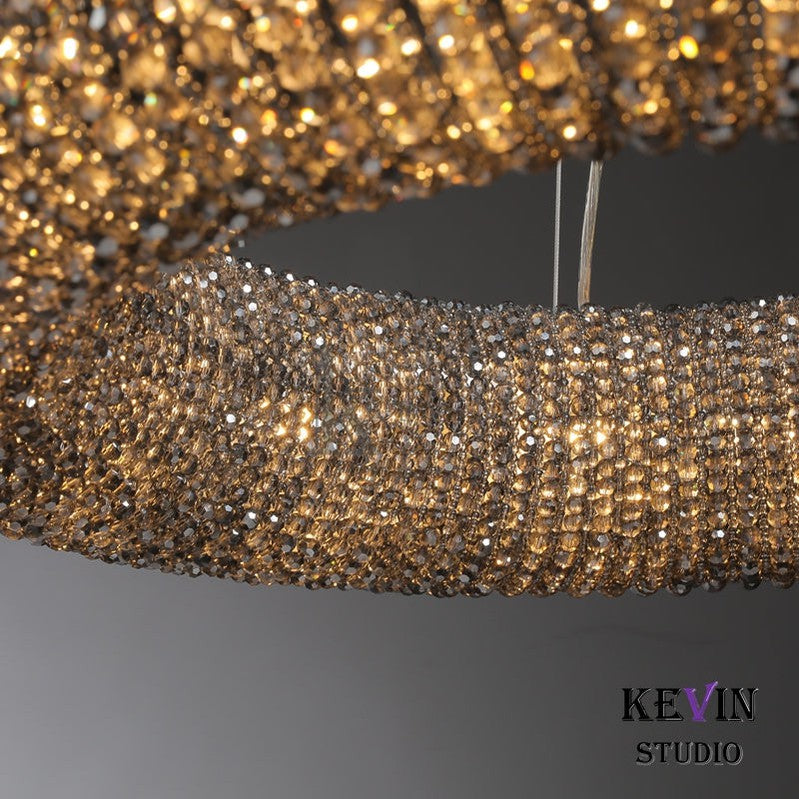 Notus Modern Halo Round Smoky Crystal Chandelier chandelier Kevin Studio Inc