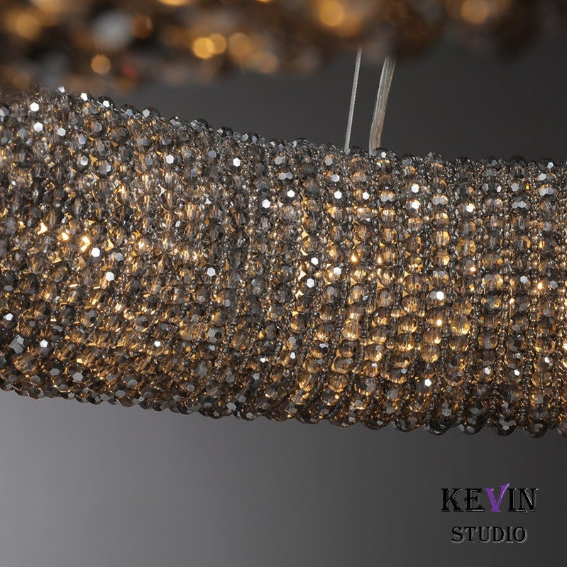 Notus Modern Halo Round Smoky Crystal Chandelier chandelier Kevin Studio Inc