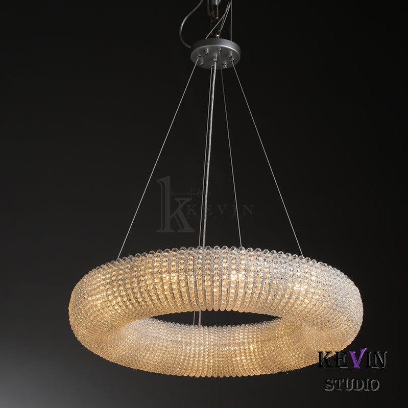 Notus Modern Halo Round Clear Crystal Chandelier chandelier Kevin Studio Inc