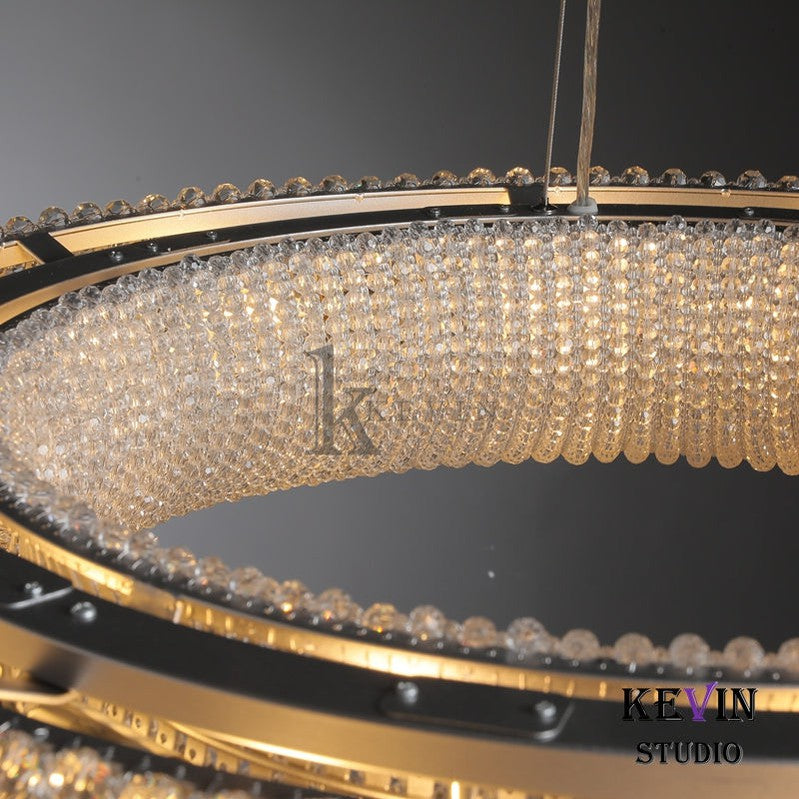 Notus Modern Halo Round Clear Crystal Chandelier chandelier Kevin Studio Inc