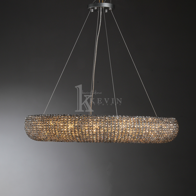 Notus Modern Halo Round Smoky Crystal Chandelier chandelier Kevin Studio Inc 59''