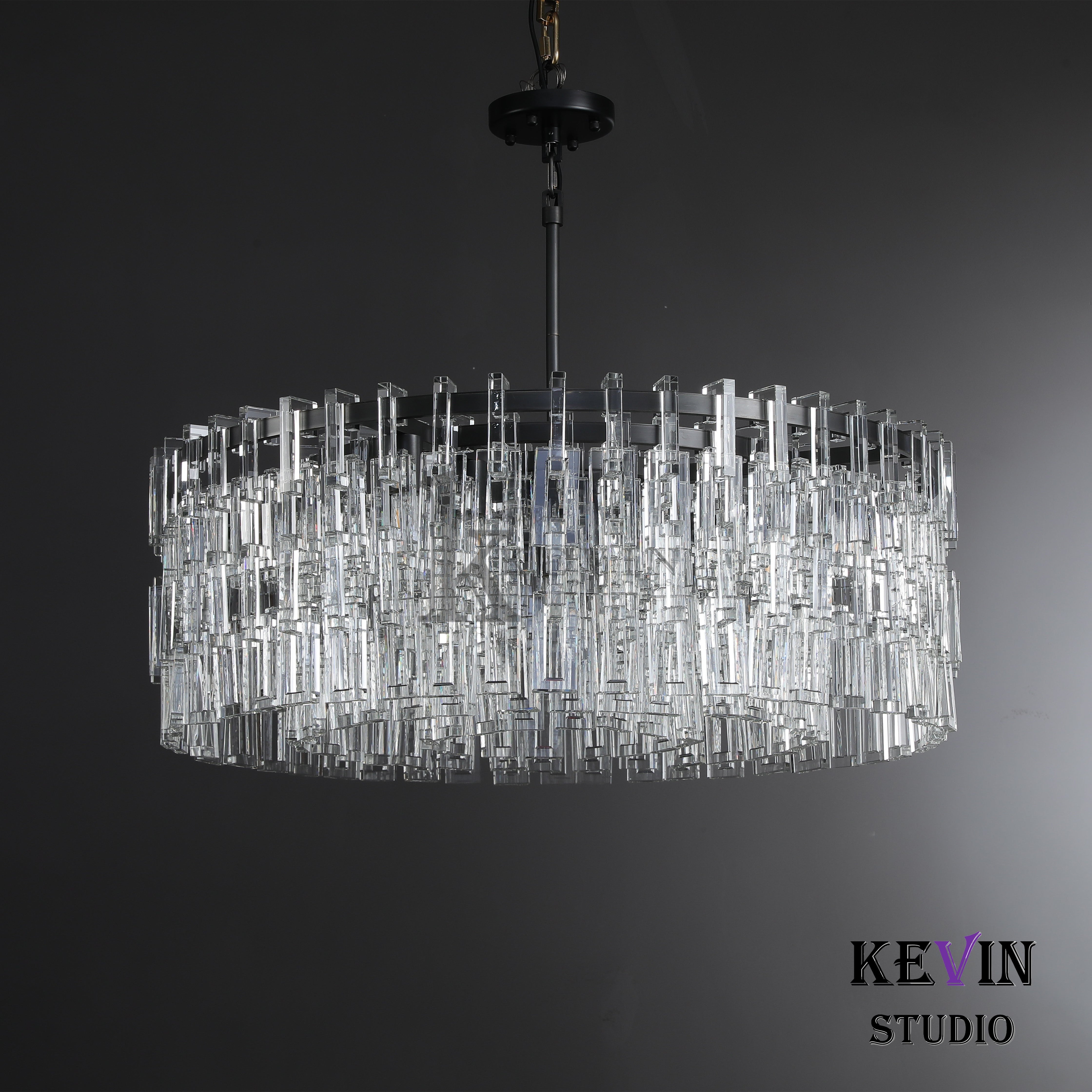 Momela Modern Round Crystal Chandelier 36", 48", 60" chandelier Kevin Studio Inc 36" Matte Black