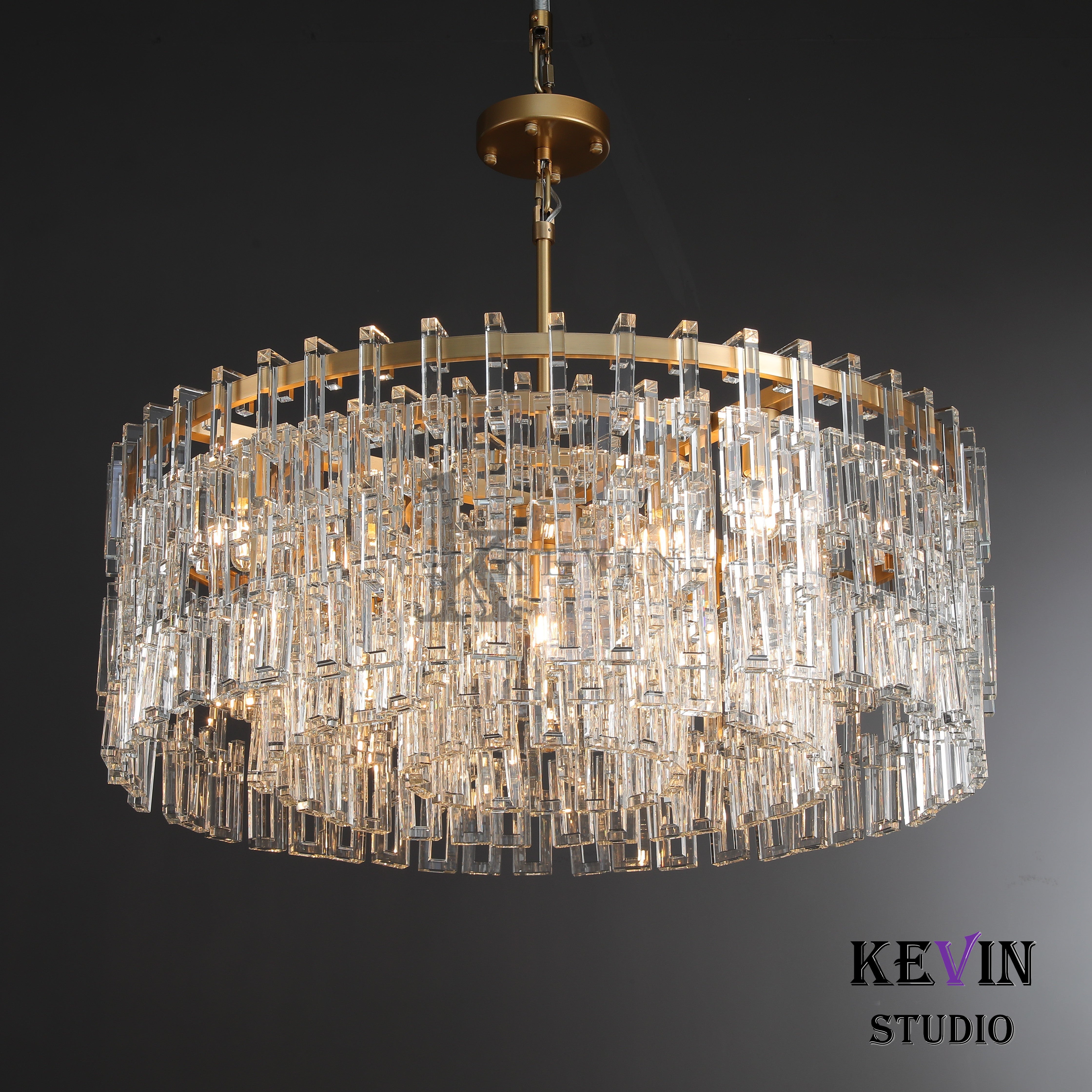Momela Modern Round Crystal Chandelier 36", 48", 60" chandelier Kevin Studio Inc 36" Lacquered Burnished Brass