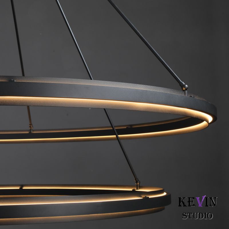 Baise Modern Round & Retangular Black Chandelier chandelier Kevin Studio Inc