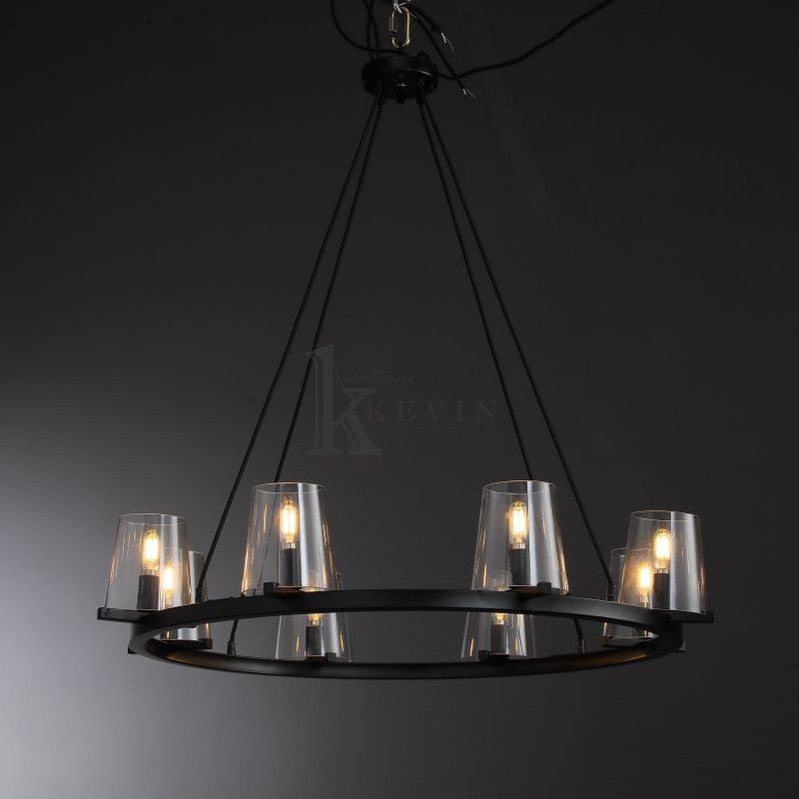 Korle Modern Round Clear Glass Chandelier 36", 48", 60" chandelier Kevin Studio Inc 36" Matte Black