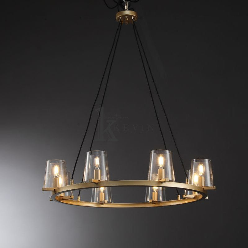 Korle Modern Round Clear Glass Chandelier 36", 48", 60" chandelier Kevin Studio Inc 36" Lacquered Burnished Brass