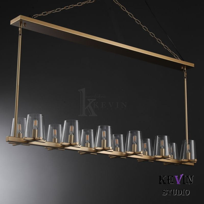 Korle Modern Clear Glass Linear Chandelier 49", 60" chandelier Kevin Studio Inc