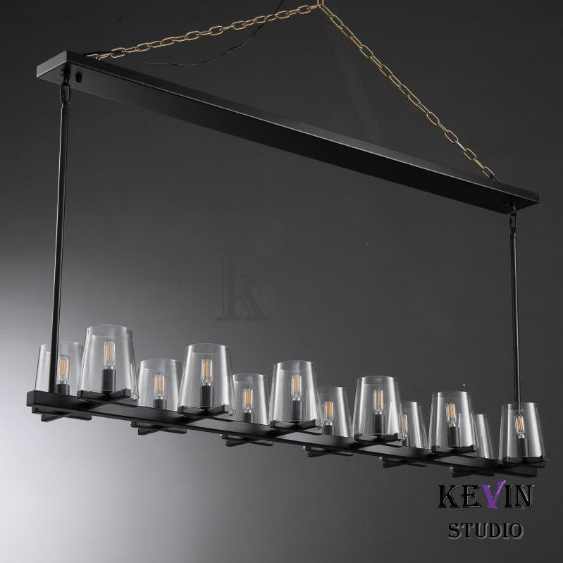 Korle Modern Clear Glass Linear Chandelier 49", 60" chandelier Kevin Studio Inc