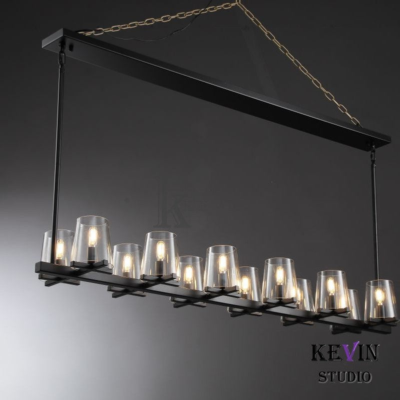 Korle Modern Clear Glass Linear Chandelier 49", 60" chandelier Kevin Studio Inc