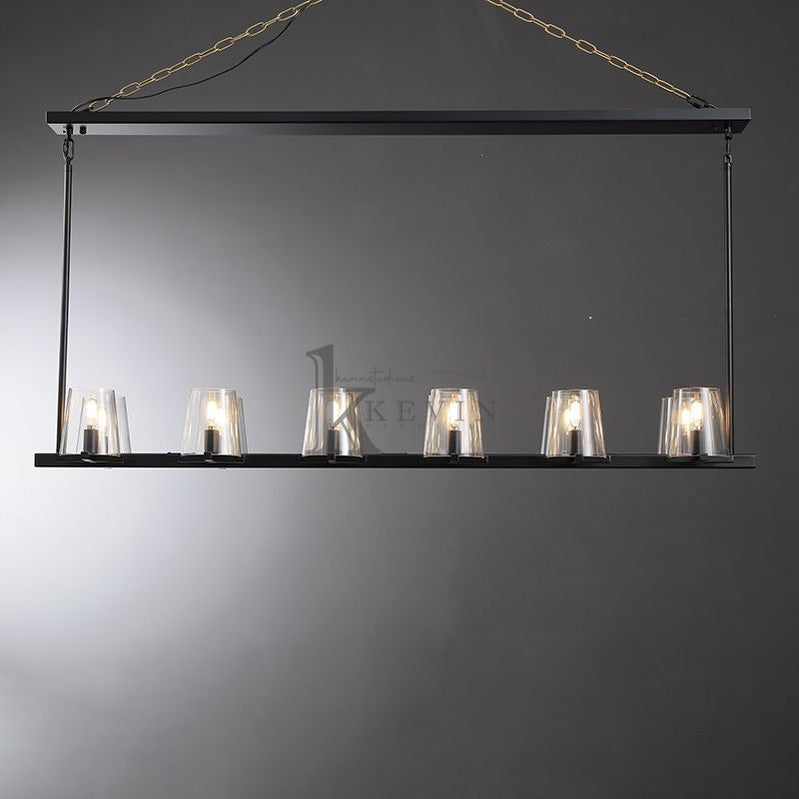 Korle Modern Clear Glass Linear Chandelier 49", 60" chandelier Kevin Studio Inc 60" Matte Black