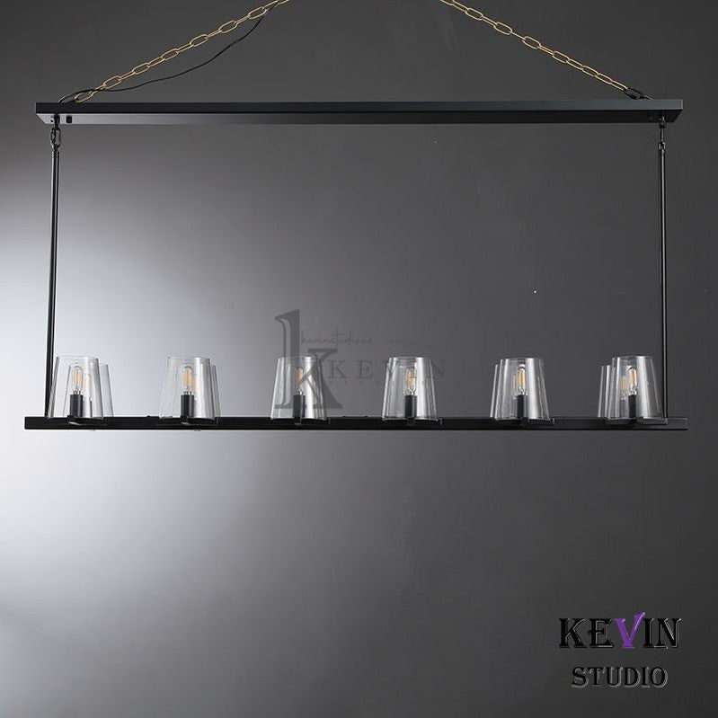 Korle Modern Clear Glass Linear Chandelier 49", 60" chandelier Kevin Studio Inc