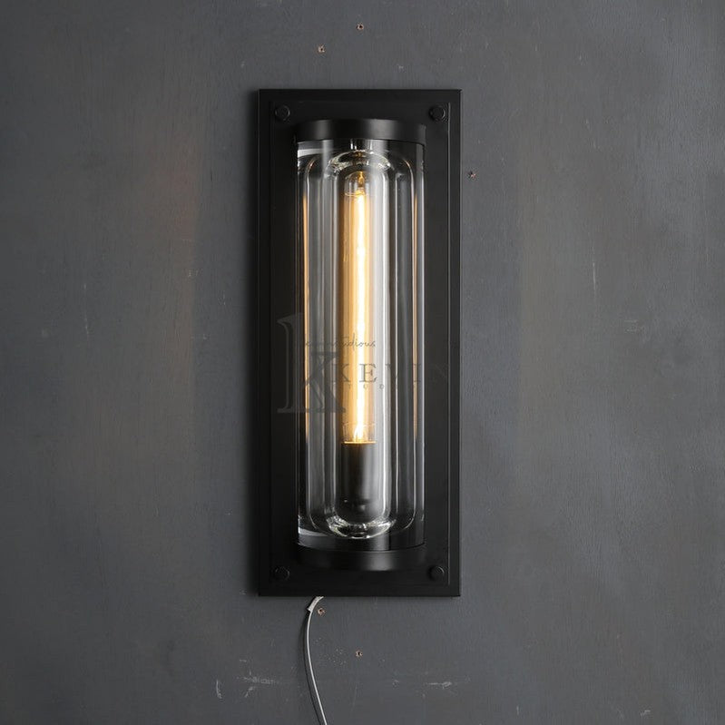 Mennis Modern Glass Grand Round Wall Sconce 20'' H Outdoor Wall Light Fixtures Kevin Studio Inc Black