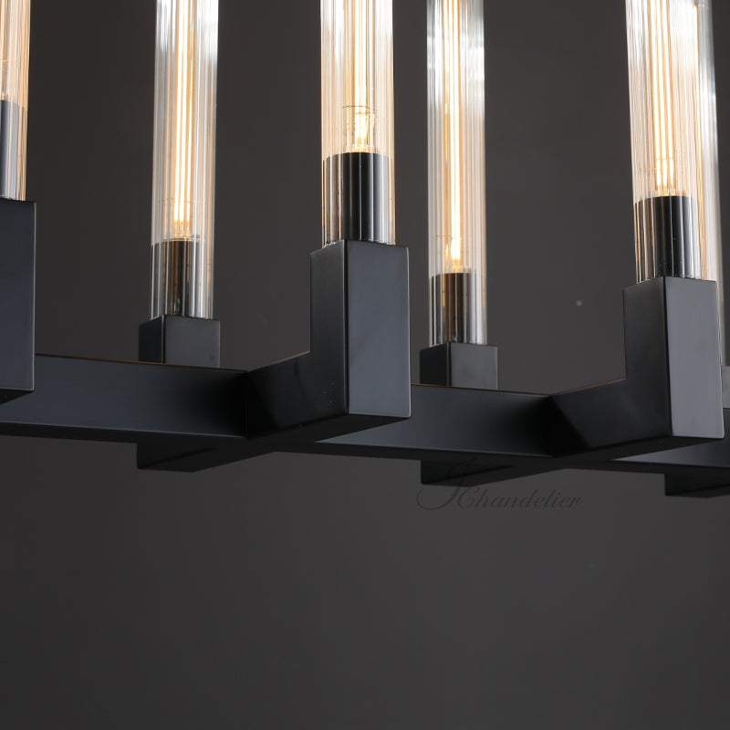 Cannel Glass Linear Chandelier 55"