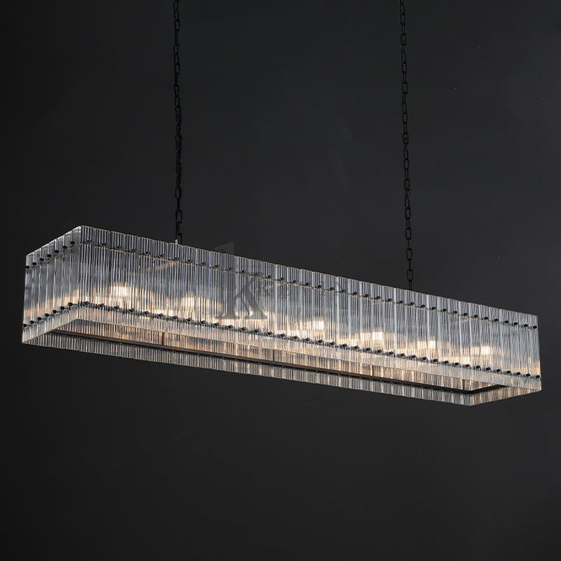 Soria Modern Glass Rectangle Chandelier 54", 72" chandelier Kevin Studio Inc 72" Matte Black
