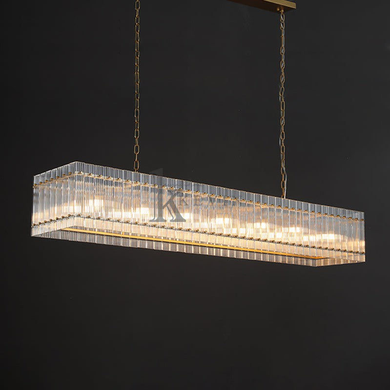 Soria Modern Glass Rectangle Chandelier 54", 72" chandelier Kevin Studio Inc 72" Lacquered Burnished Brass