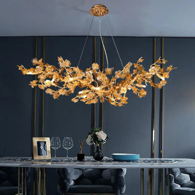 Modern Flower Linear Branch Chandelier Hermanlighting