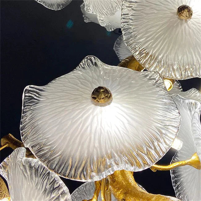 Modern Leaf Glass Flower Linear Branch Chandelier Island Chandelier Hermanlighting