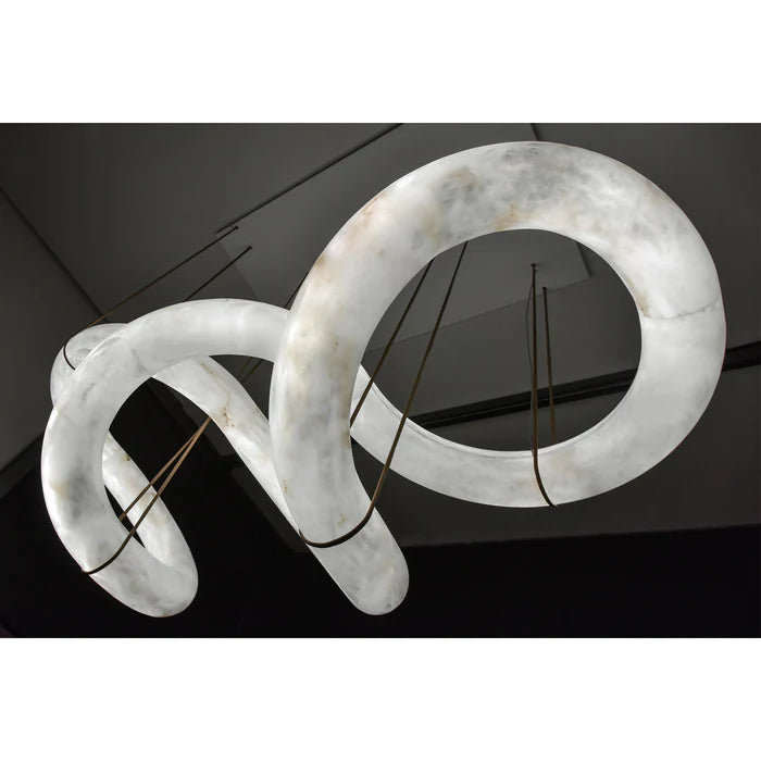 Oslo Designer Inspired Double Loop Symmetrical Alabaster Chandelier