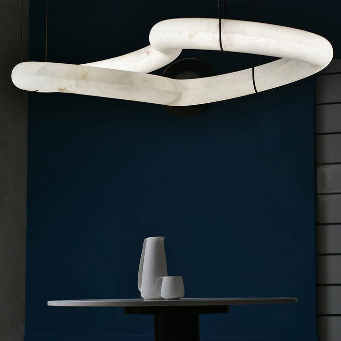Oslo Designer Inspired Double Loop Symmetrical Alabaster Chandelier