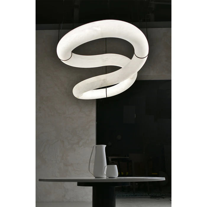 Oslo Designer Inspired Double Loop Symmetrical Alabaster Chandelier