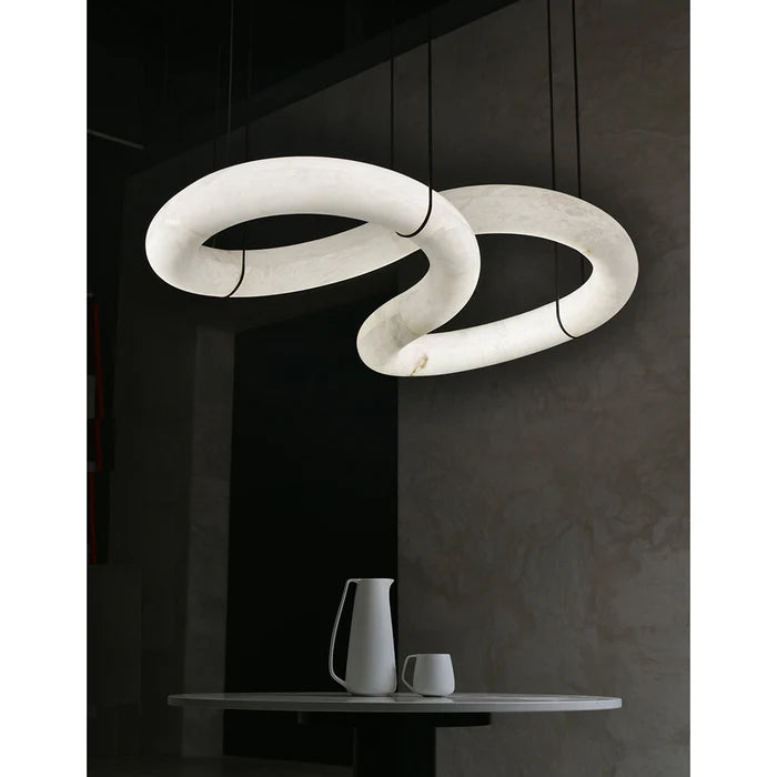 Oslo Designer Inspired Double Loop Symmetrical Alabaster Chandelier