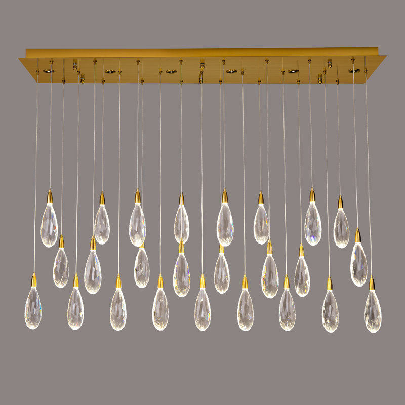 Naleya 31-Light Height Adjustable Rectangle Raindrop Chandelier for Dining Room