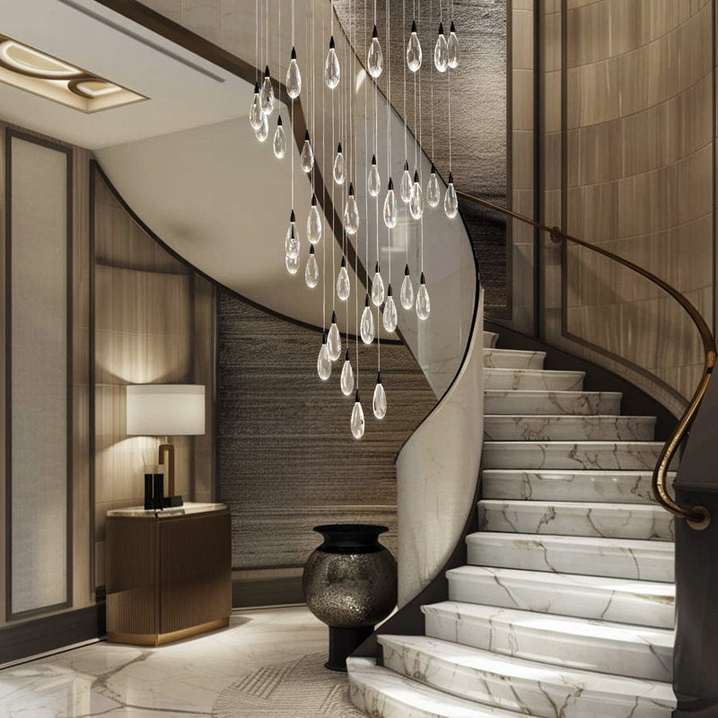 Naleya 43-Light Height Adjustable Round Raindrop Chandelier for Dining Room
